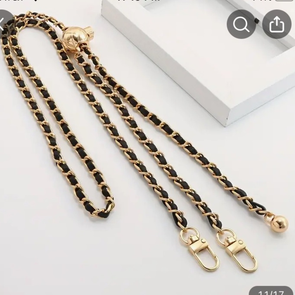 Black and gold purse crossbody strap